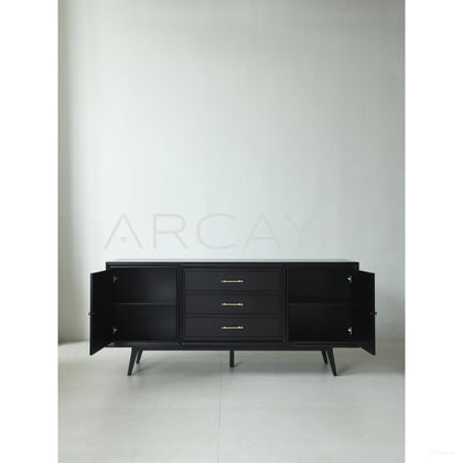 Vintage Minimalist Black Gloss Sideboard - scene