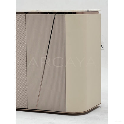 Geometric Leather Sintered Stone Sideboard - scene