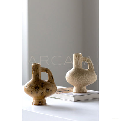 Vintage Handled Irregular Ceramic Vase - scene