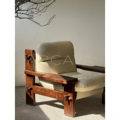 Natural Mid Century Single Lounge Chair - scene