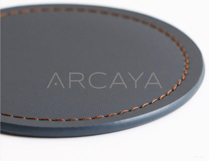 Leather Coaster Set With Holder - scene