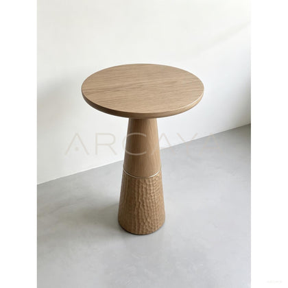 Ash Wood Hammered Side Table - scene