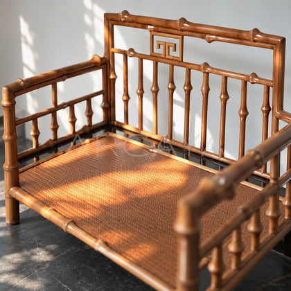 Fretwork Low Back Bamboo Armchair - scene