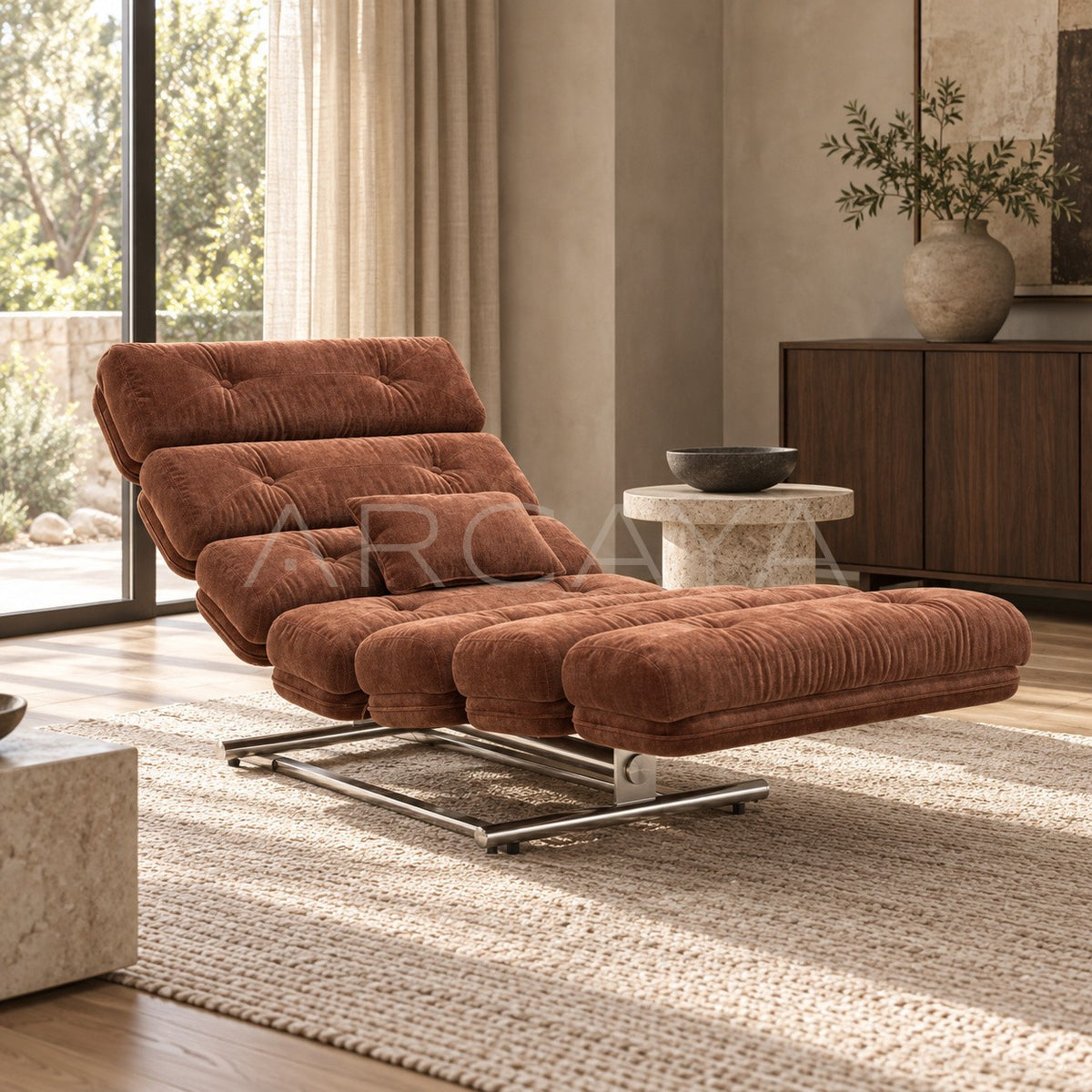 Mid Century Custom Chaise Lounge in detail