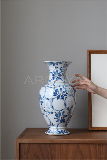 New Chinese Blue White Large Floor Vase - scene