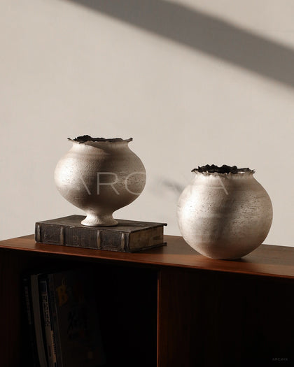 Dadan Silver Glaze Hand Thrown Vase - scene