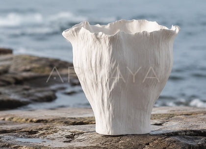 Wabi Sabi Hand Pinched Pleated Ceramic Vase - scene