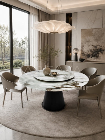 Daze Fendi Jade Stone Round Dining Table - scene