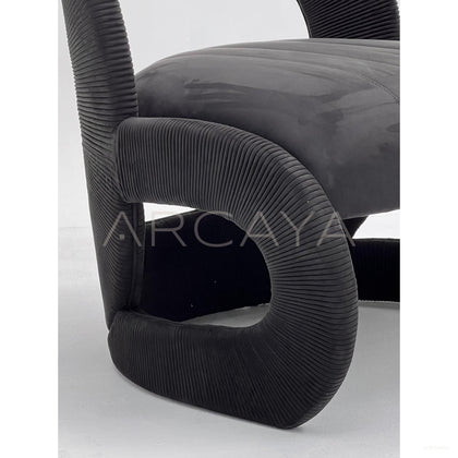 Ring Pleated Suede Art Lounge Chair - scene