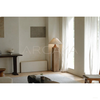Reclaimed Wood Linen Floor Lamp - scene