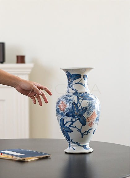 Jingdezhen Blue White Lotus Vase - scene