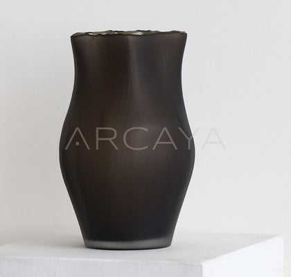 Vintage Misty Pleated Frosted Glass Vase - scene