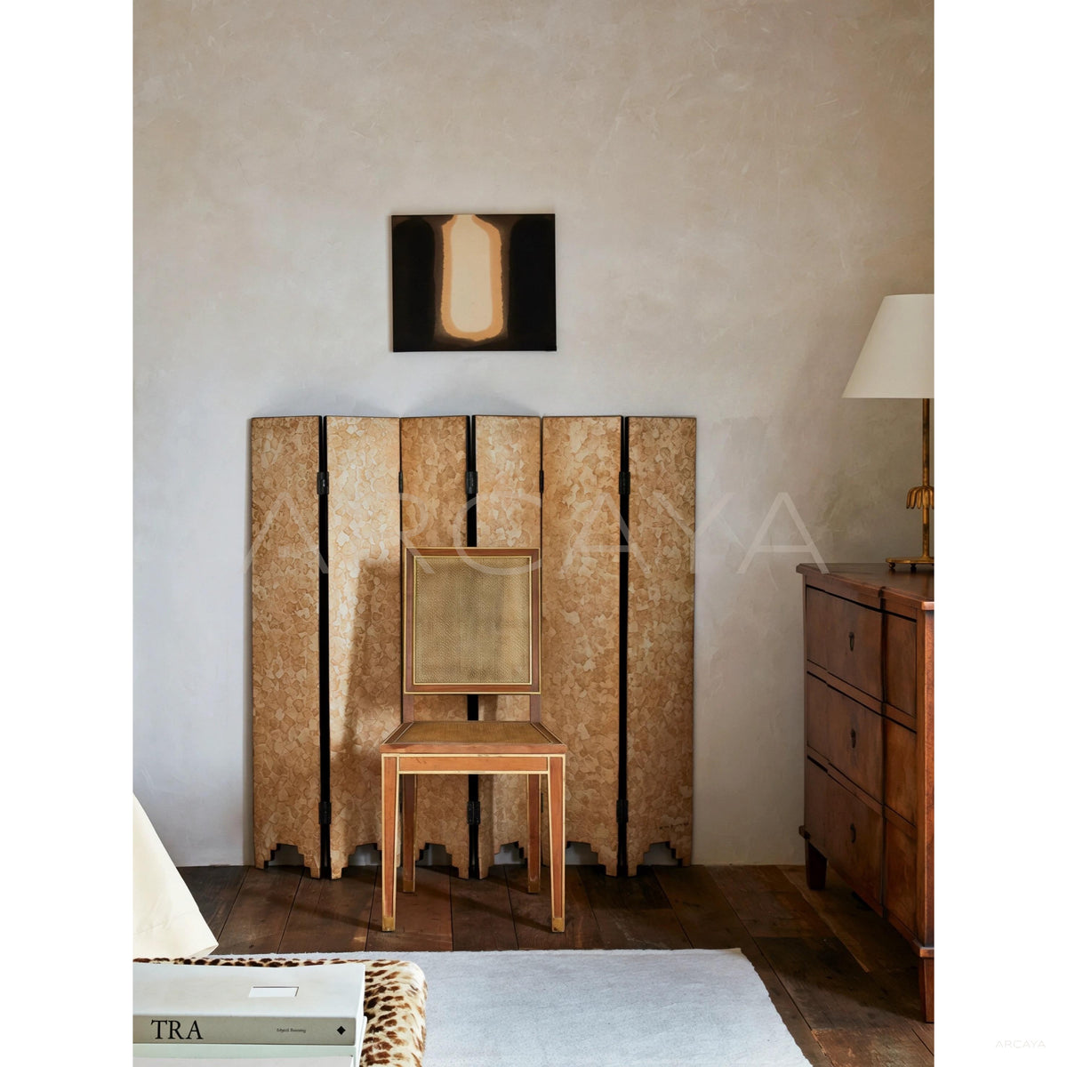 Eggshell Lacquer Folding Screen in detail