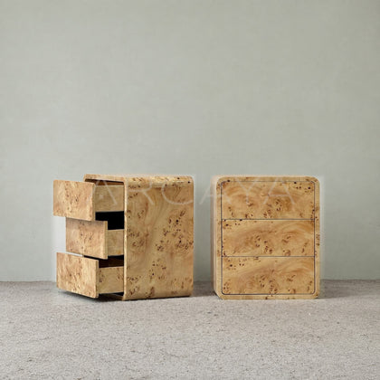 Art Burl Veneer Nightstand - main