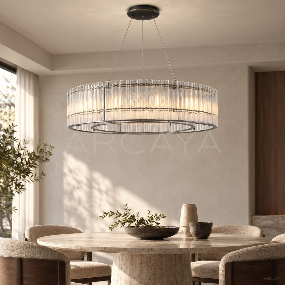 Clear Vertical Tube Ring Pendant Light 80566 - main