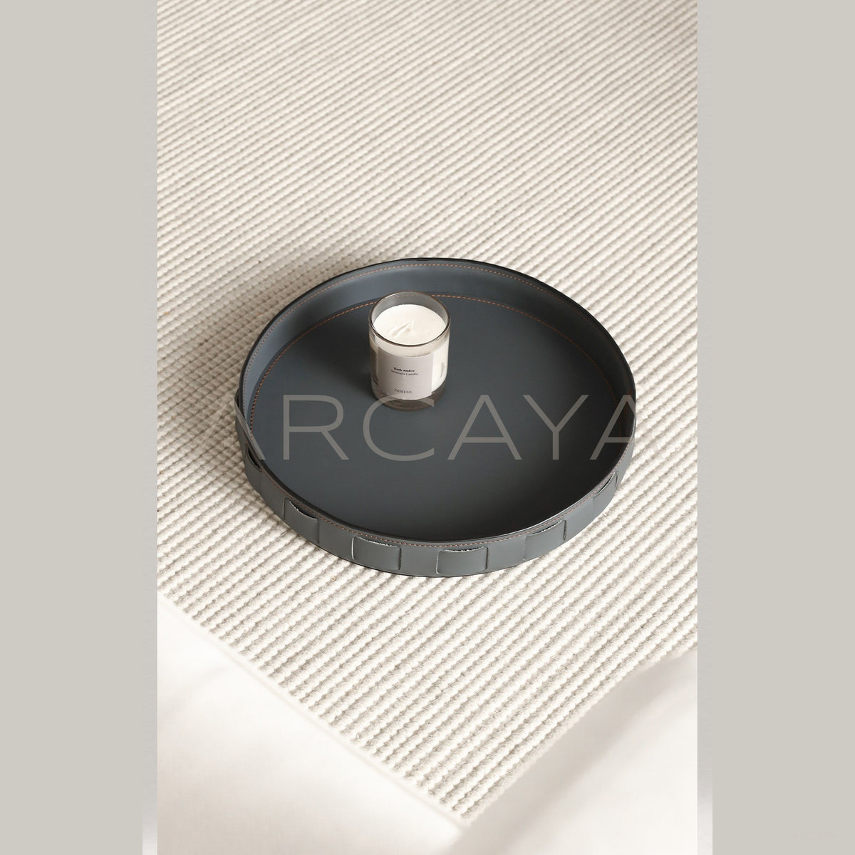 Handwoven Leather Aroma Storage Tray in detail