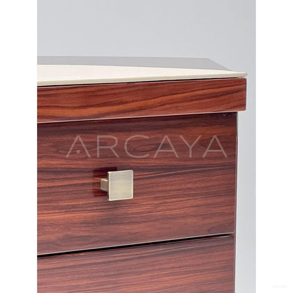 Vintage Curved Marquetry Brass Desk - scene