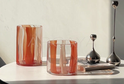 Minimalist Striped Clear Glass Vase - scene