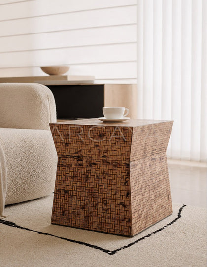 Woven Texture Art Side Table - scene