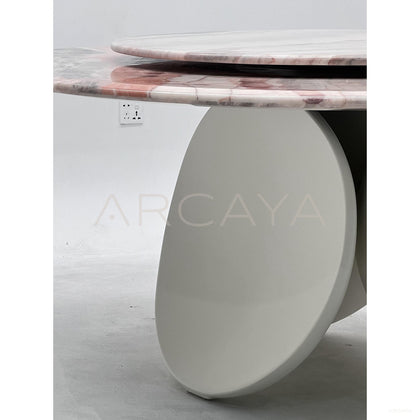 Double Leaf Base Pink Stone Round Table - scene