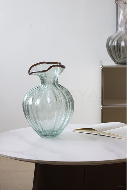 Clear Glass Large Floor Vase Vintage - scene