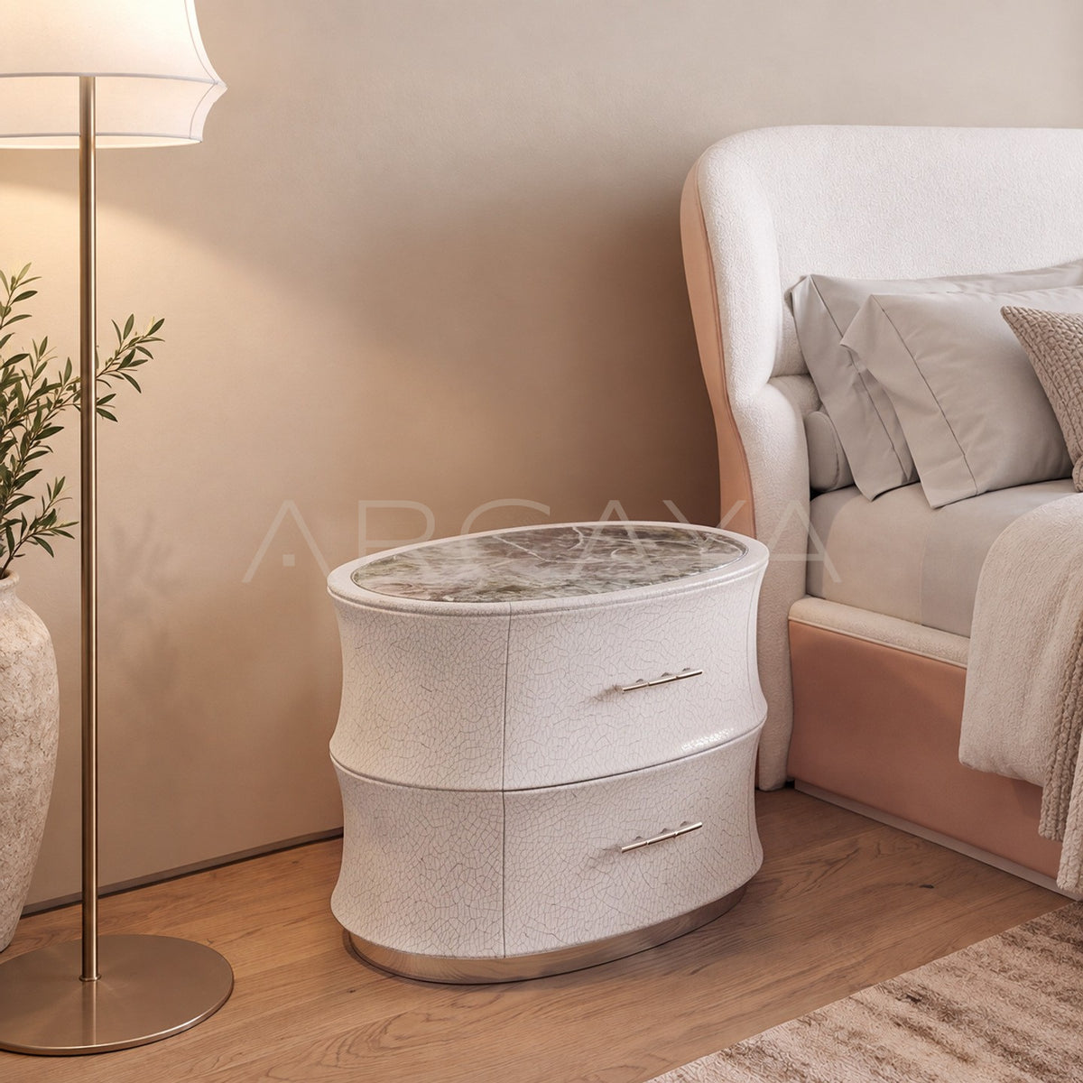 Song Style Ru Kiln Crackle Marble Nightstand - main