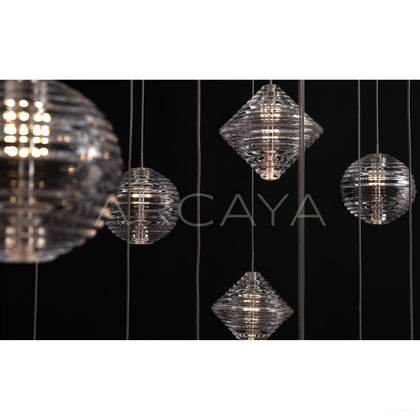 Ribbed Glass Globe Pendant Light 97177 - scene
