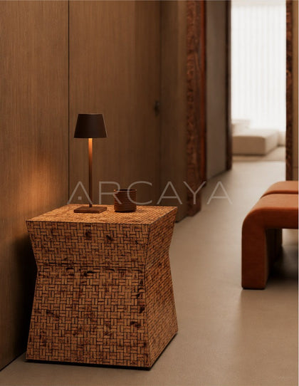Textured Handwoven Side Table Dressing Room - scene