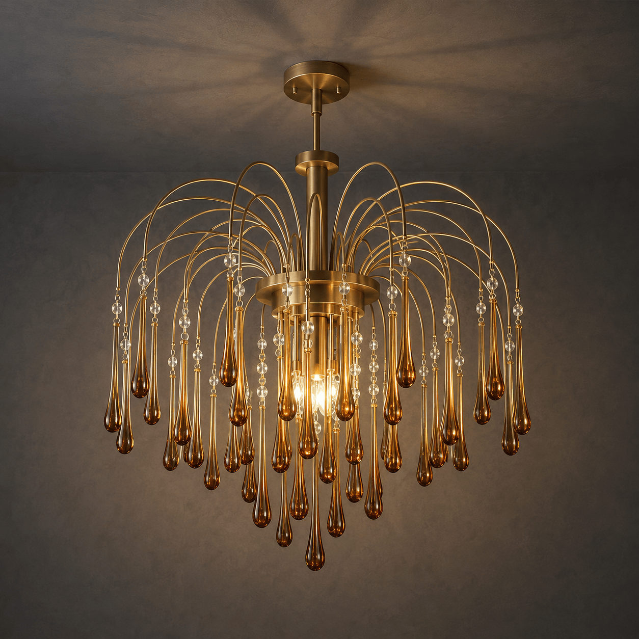 Brass Sputnik Glass Globe Chandelier