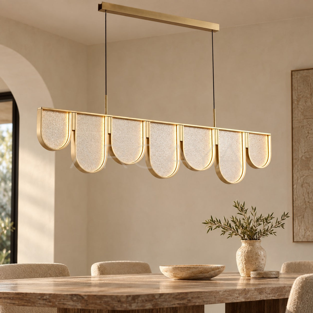 Linear Gold Wave Pendant Light 95326 - main
