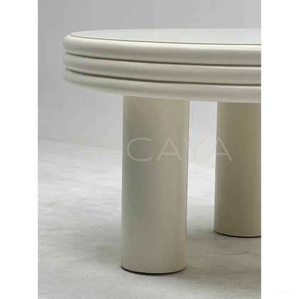 Cream Stacked Edge Column Leg Table - scene