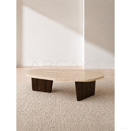 Cream Style Travertine Coffee Table - scene