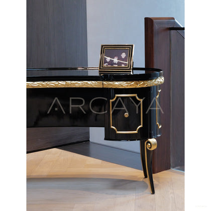 Makayla Black Gold Classical Vanity Table - scene