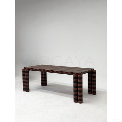 Diagonal Grain Patchwork Dining Table - scene