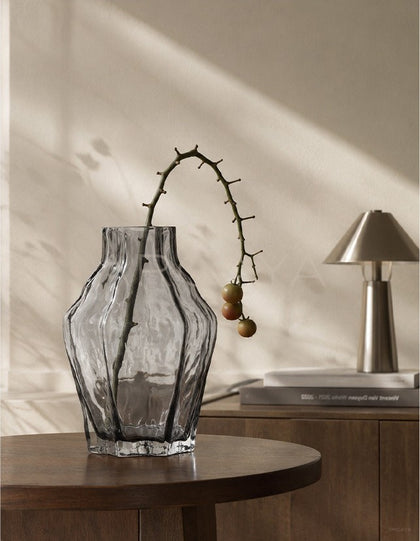 Angular Clear Glass Vase Dining - scene
