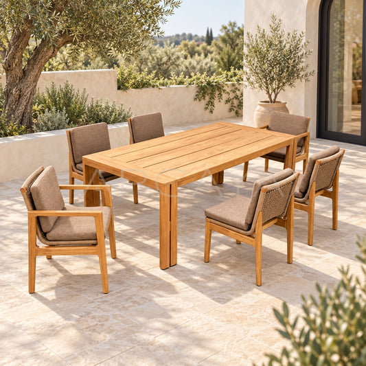 Teak Outdoor Dining Set Courtyard - main