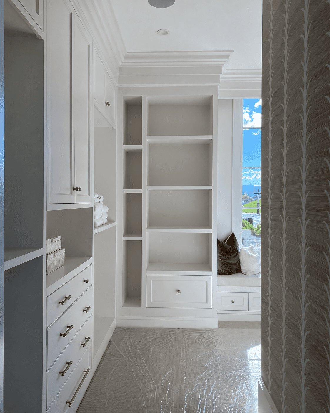 Coastal Collection shelving with window seat