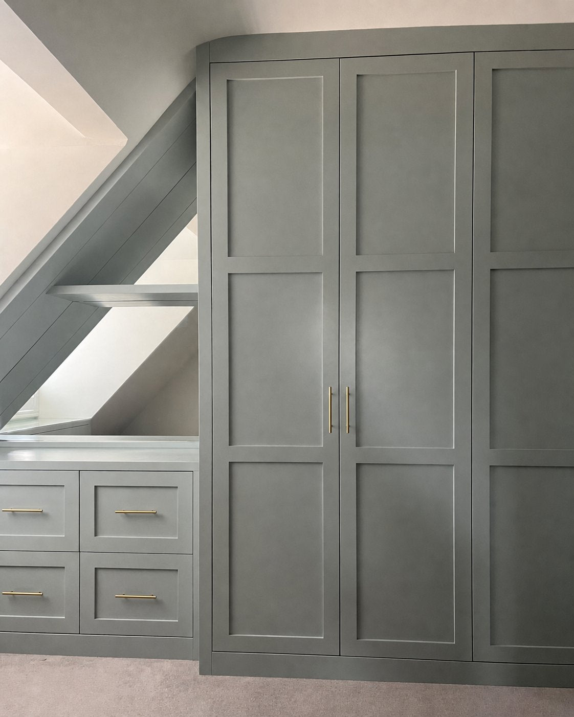 Sage Collection sloped-ceiling wardrobe wall