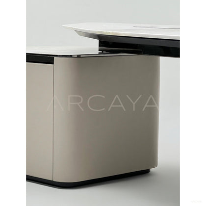 Italian Irregular Stone Leather Executive Desk - scene