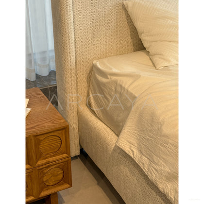 High Headboard Fabric Bed - scene