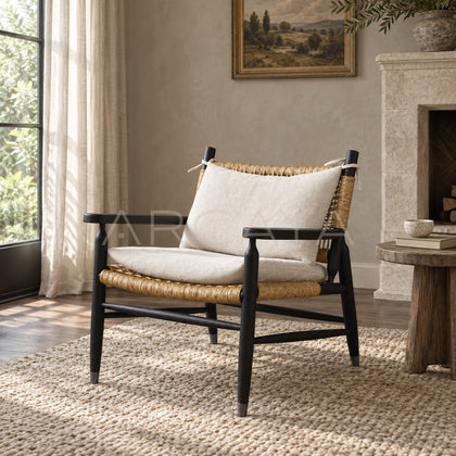 Oak Light Brushed Rattan Armchair - scene