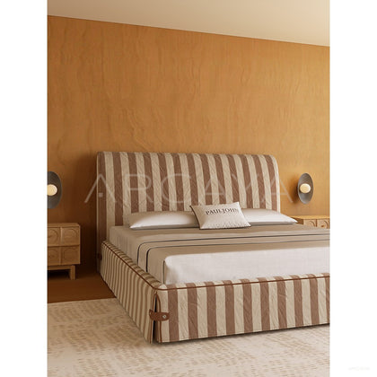 Vintage Stripe Linen Bed - scene