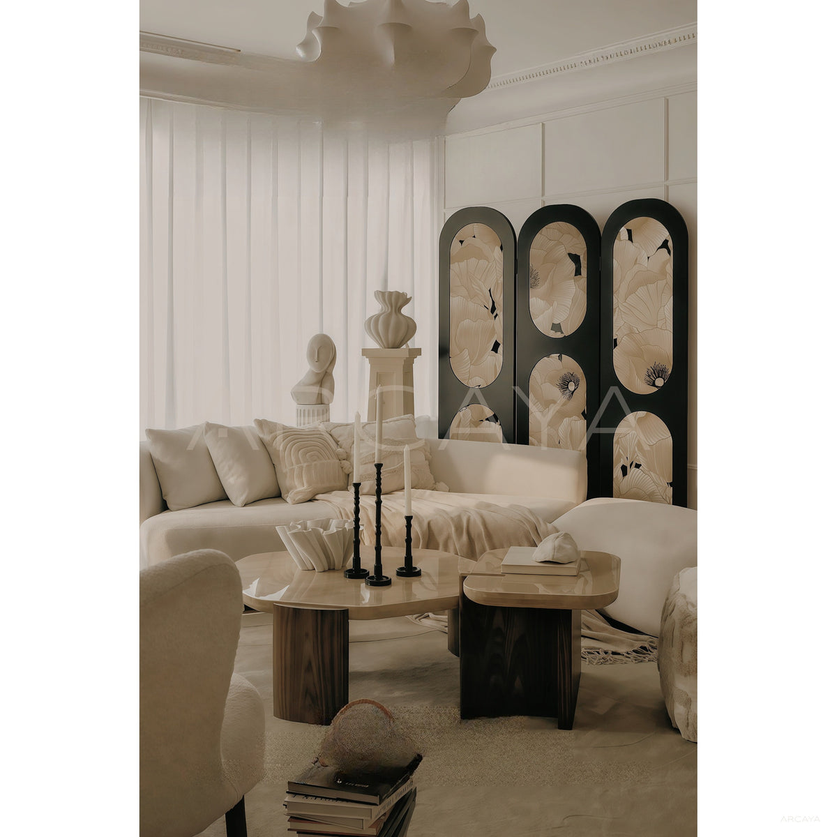 Light French Art Folding Screen in detail