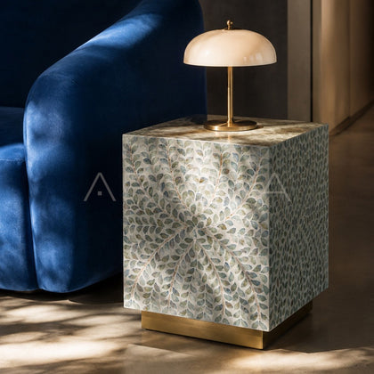 Handmade Shell Inlay Corner Side Table - main