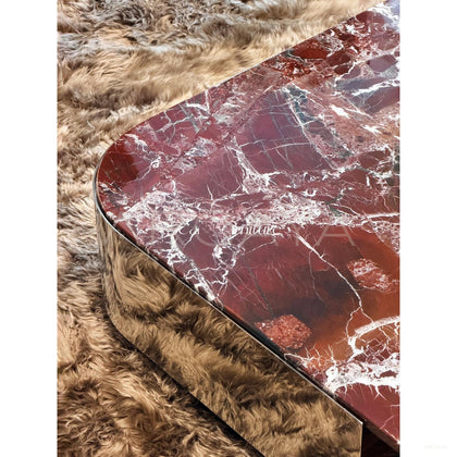 Rosso Red Natural Marble Coffee Table - scene