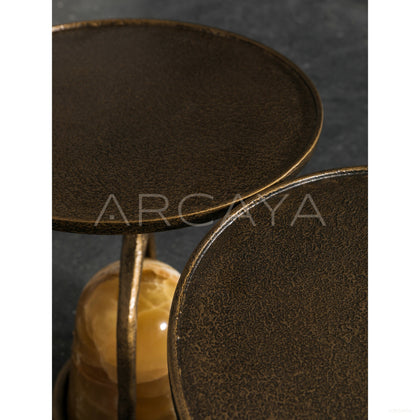 Raw Stone Sculpture Nesting Side Table - scene