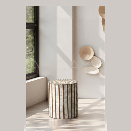 Shell Inlay Mobile Side Table - scene