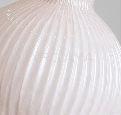 Soft Pink Ribbed Glass Vase - scene