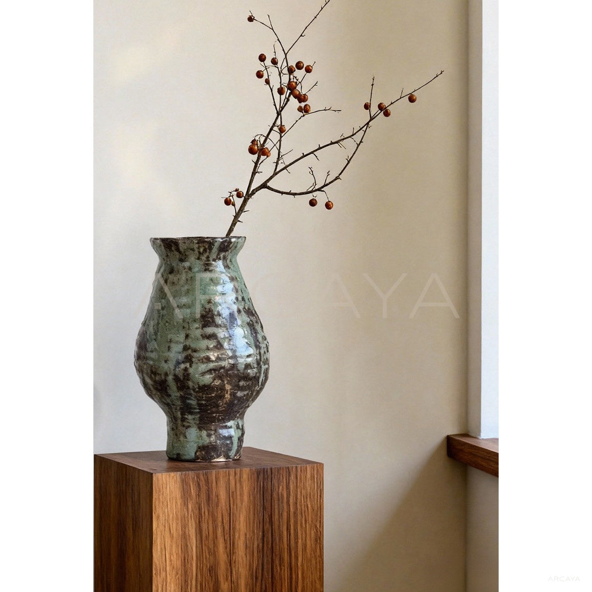 Vintage Jingdezhen Wide Mouth Vase in detail