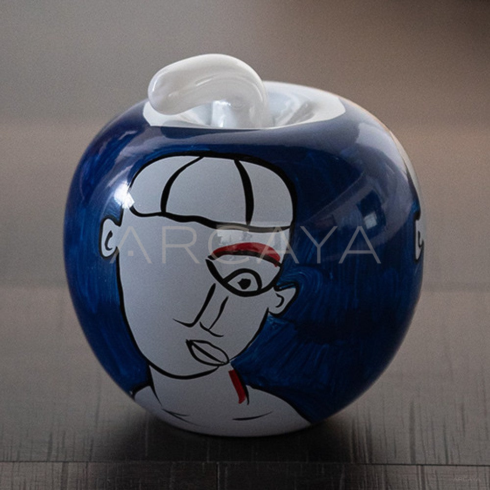 Abstract Face Hand Painted Apple Glass Ornament - main